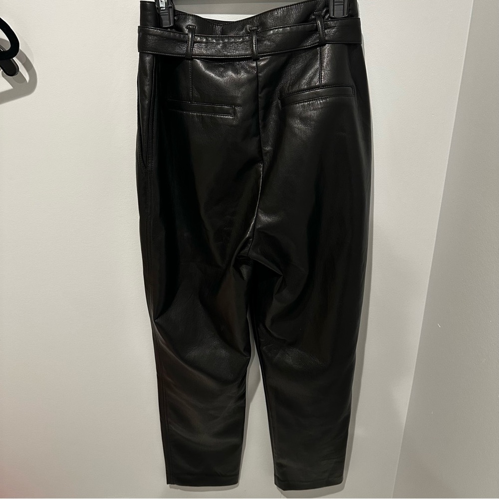 Aritzia Babaton Vegan Leather Belted Pants - Size 10 - Picture 6 of 6